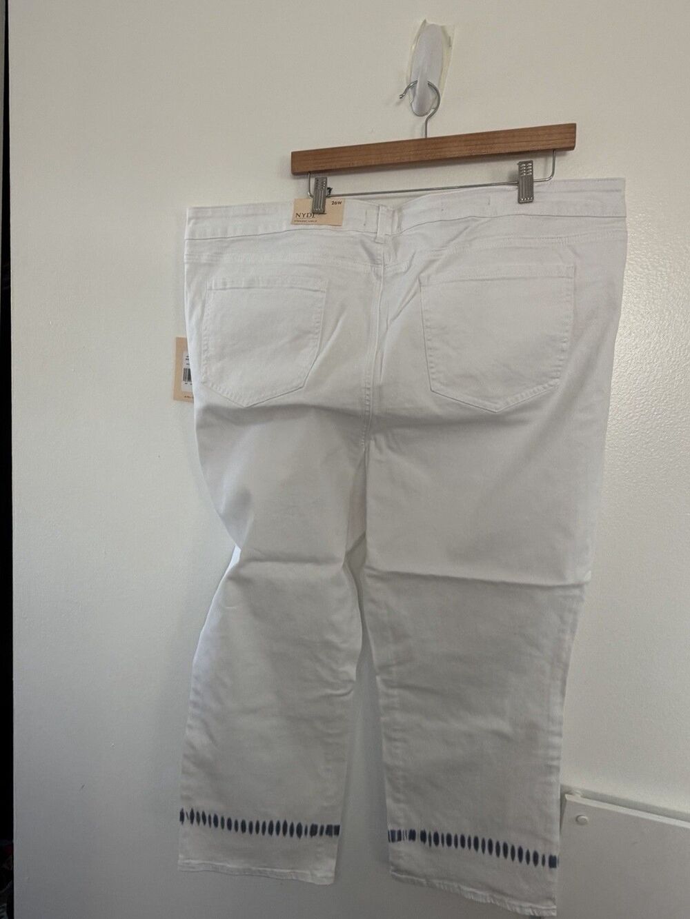 NYDJ Marilyn Straight Ankle Jeans 26W White Wave Tie Dye Lift Tuck - Picture 2 of 9
